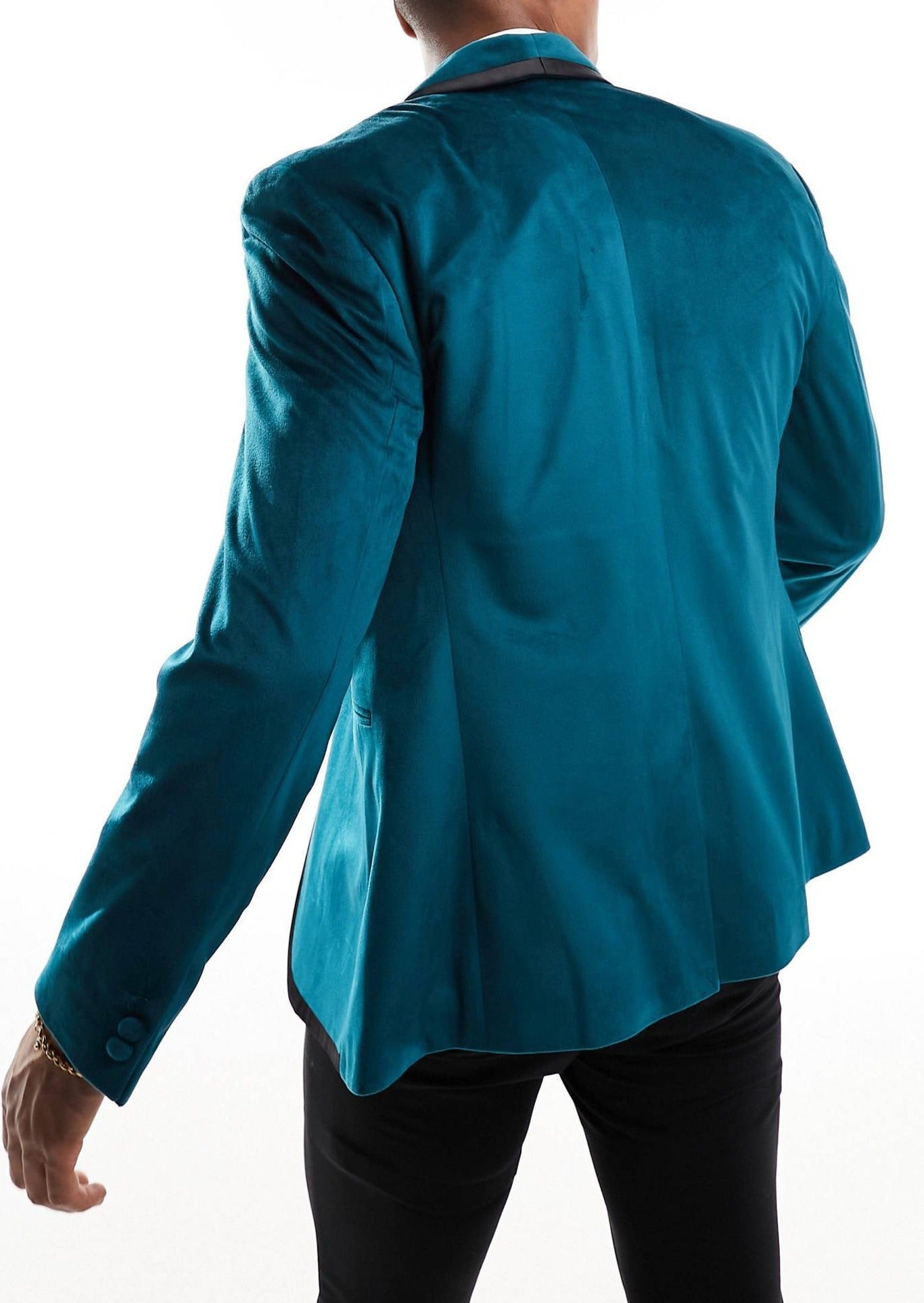 Slim Fit Turquoise Blue Velvet Tuxedo Blazer