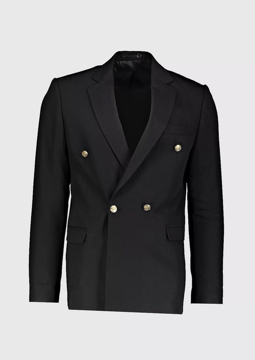 Black Double Breasted Suit with Gold Buttons